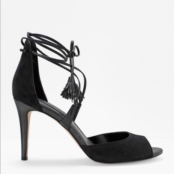 White House Black Market Shoes - WHBM lace up suede heels